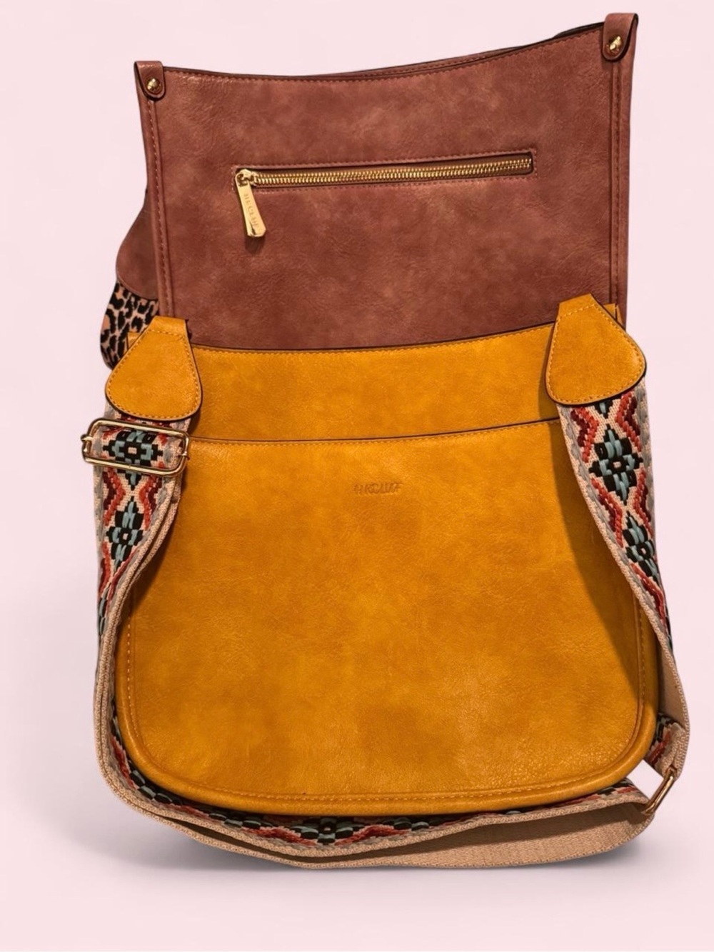 Mustard Yellow and Pink Crossbody Shoulder Bags HKCLUFF brand